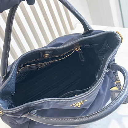 Prada 2 Way Navy Blue Nylon Tote