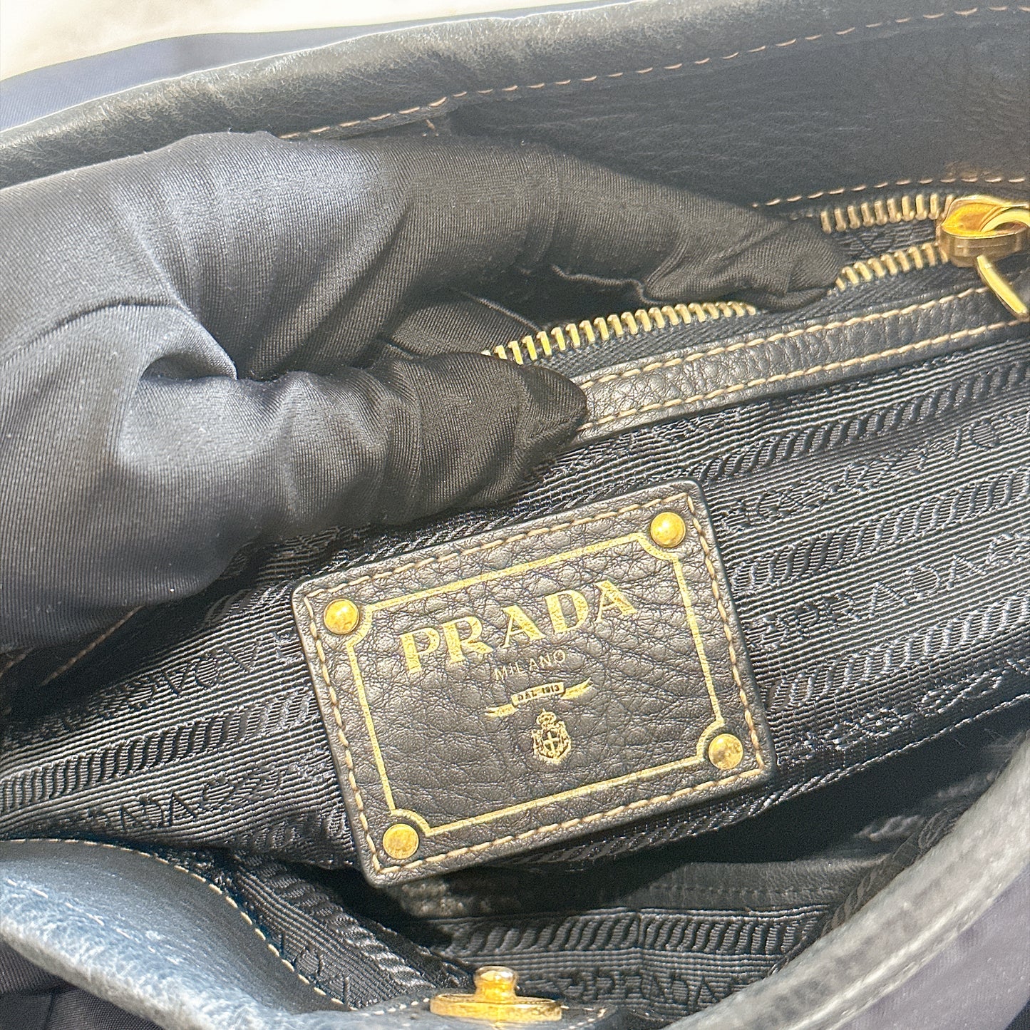 Prada 2 Way Navy Blue Nylon Tote