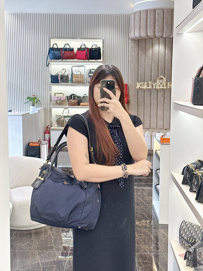 Prada 2 Way Navy Blue Nylon Tote