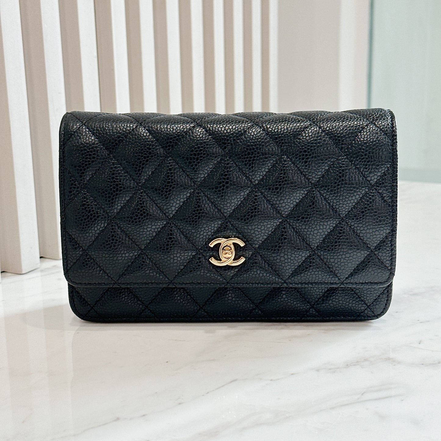 Chanel Classic CC Turnlock WOC Black in GHW