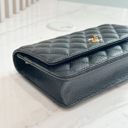 Chanel Classic CC Turnlock WOC Black in GHW