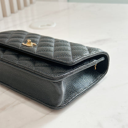 Chanel Classic CC Turnlock WOC Black in GHW