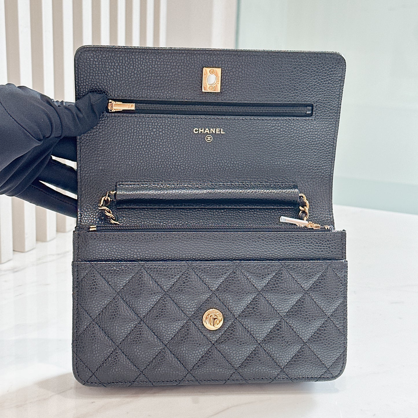Chanel Classic CC Turnlock WOC Black in GHW