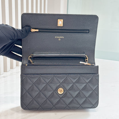 Chanel Classic CC Turnlock WOC Black in GHW