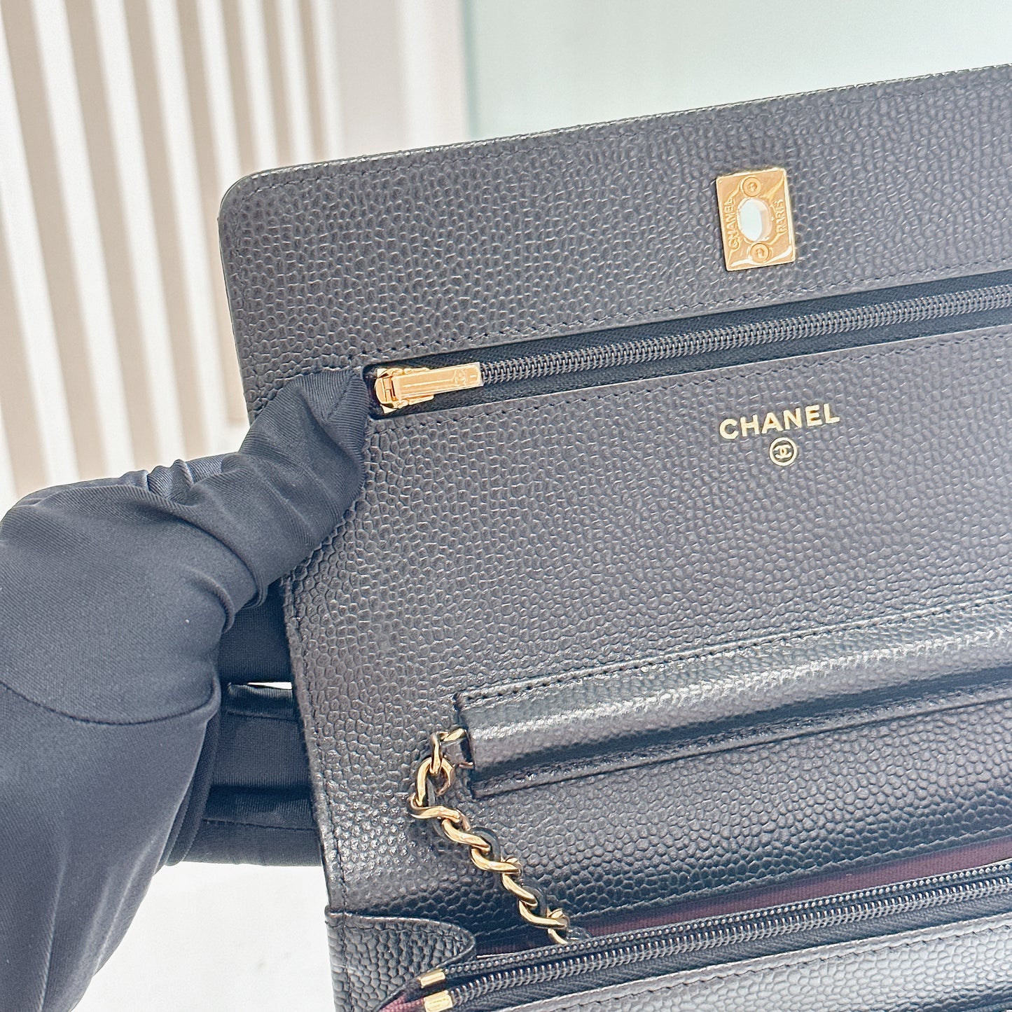 Chanel Classic CC Turnlock WOC Black in GHW