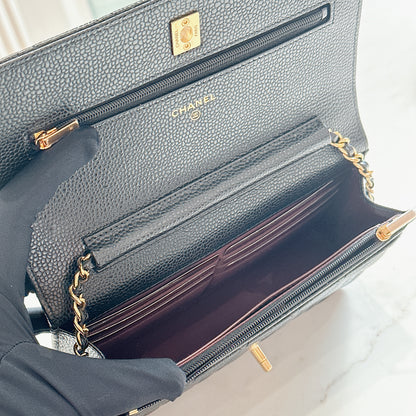 Chanel Classic CC Turnlock WOC Black in GHW