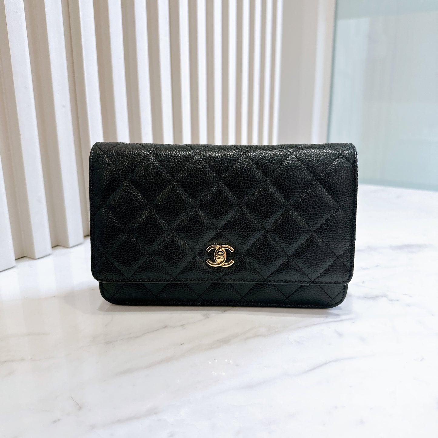 Chanel Caviar CC Turnlock WOC in Black GHW