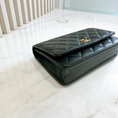 Chanel Caviar CC Turnlock WOC in Black GHW
