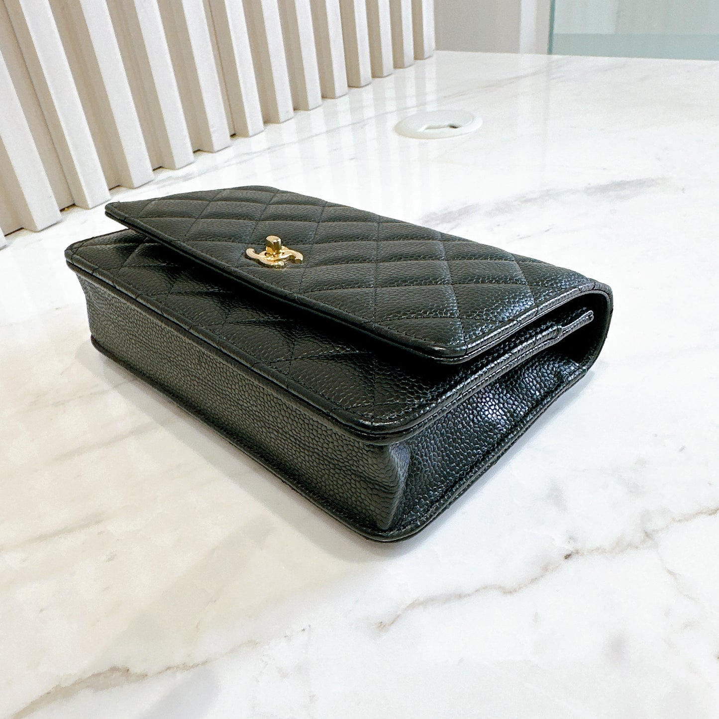 Chanel Caviar CC Turnlock WOC in Black GHW