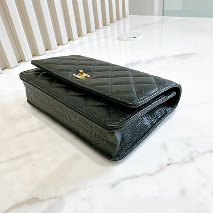 Chanel Caviar CC Turnlock WOC in Black GHW