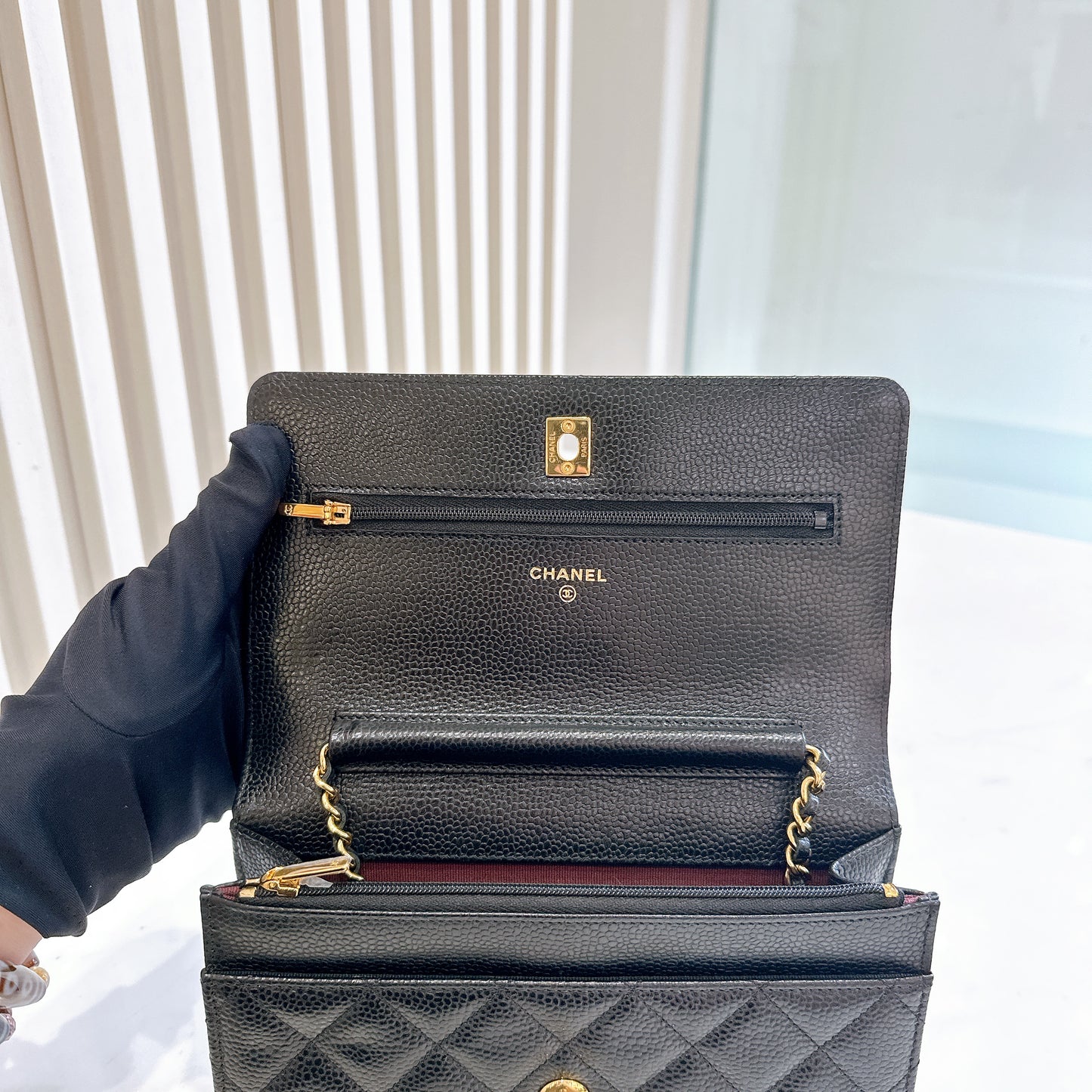 Chanel Caviar CC Turnlock WOC in Black GHW
