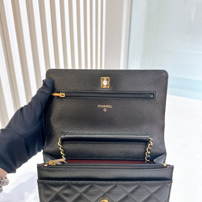 Chanel Caviar CC Turnlock WOC in Black GHW