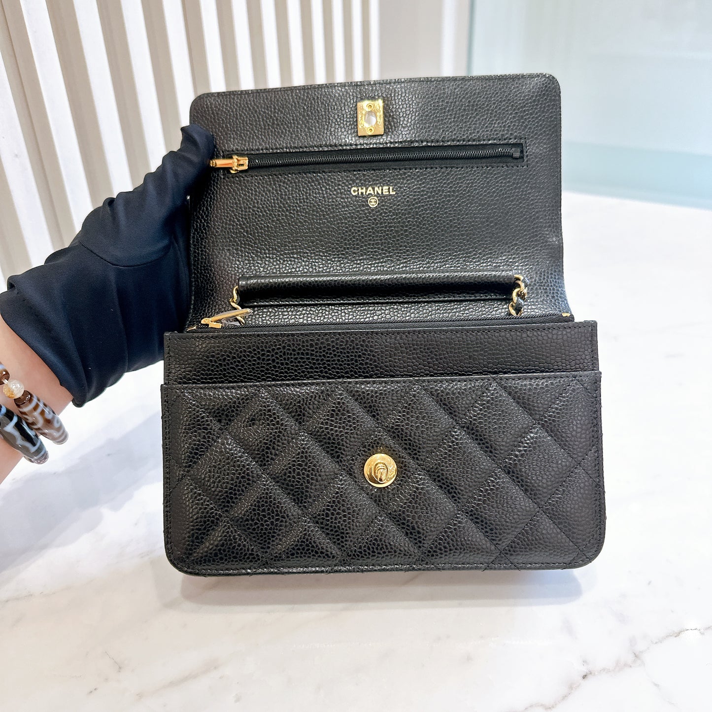 Chanel Caviar CC Turnlock WOC in Black GHW