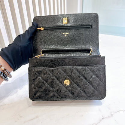Chanel Caviar CC Turnlock WOC in Black GHW