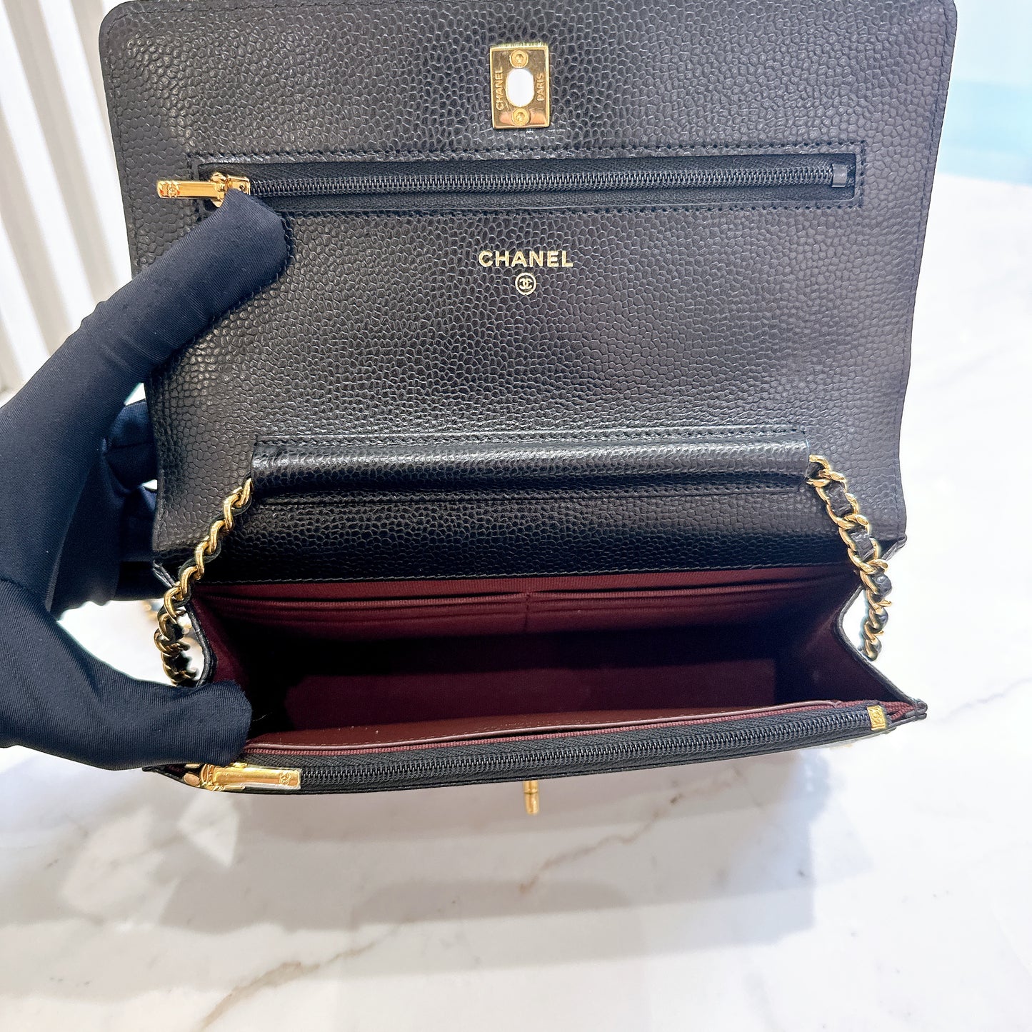 Chanel Caviar CC Turnlock WOC in Black GHW