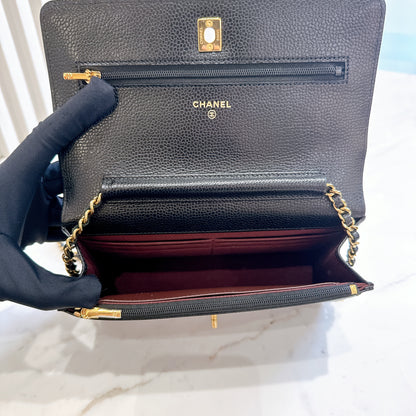 Chanel Caviar CC Turnlock WOC in Black GHW