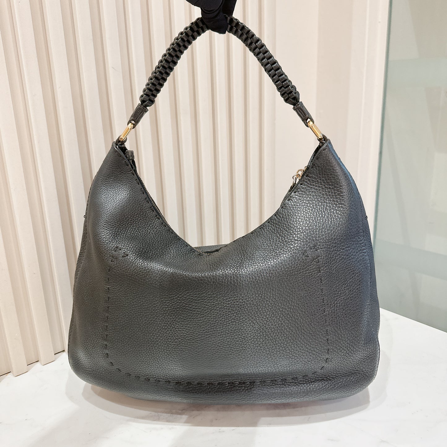Fendi Black Leather Tote Bag