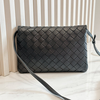 Bottega Veneta Black Intrecciato Leather Wallet on Chain