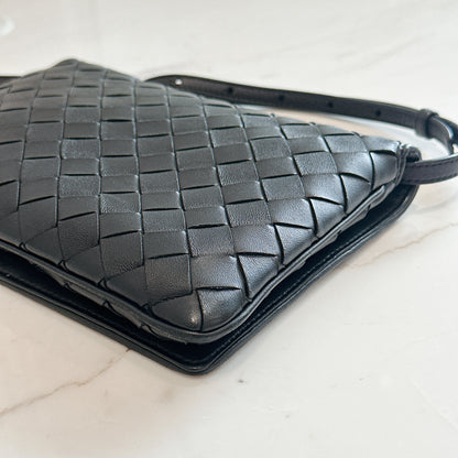 Bottega Veneta Black Intrecciato Leather Wallet on Chain