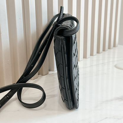 Bottega Veneta Black Intrecciato Leather Wallet on Chain