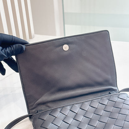 Bottega Veneta Black Intrecciato Leather Wallet on Chain
