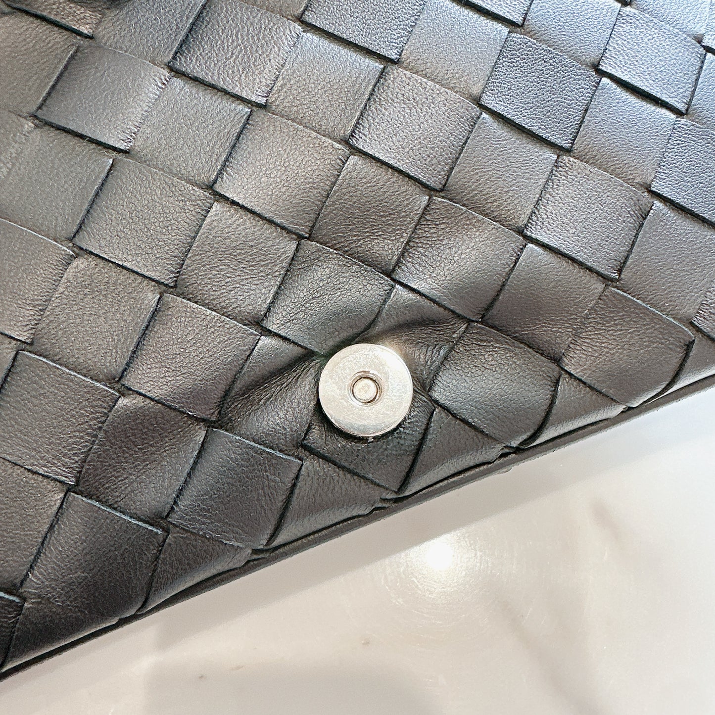 Bottega Veneta Black Intrecciato Leather Wallet on Chain