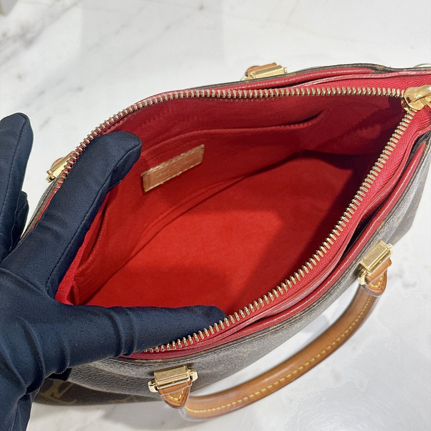 LV Pallas BB in Monogram and Cherry Red