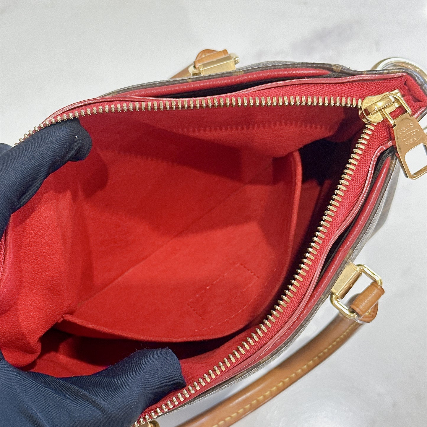 LV Pallas BB in Monogram and Cherry Red