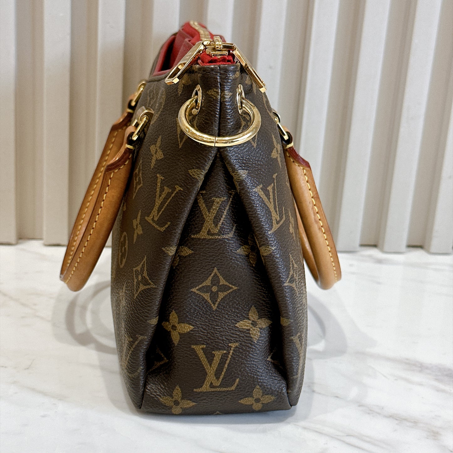 LV Pallas BB in Monogram and Cherry Red