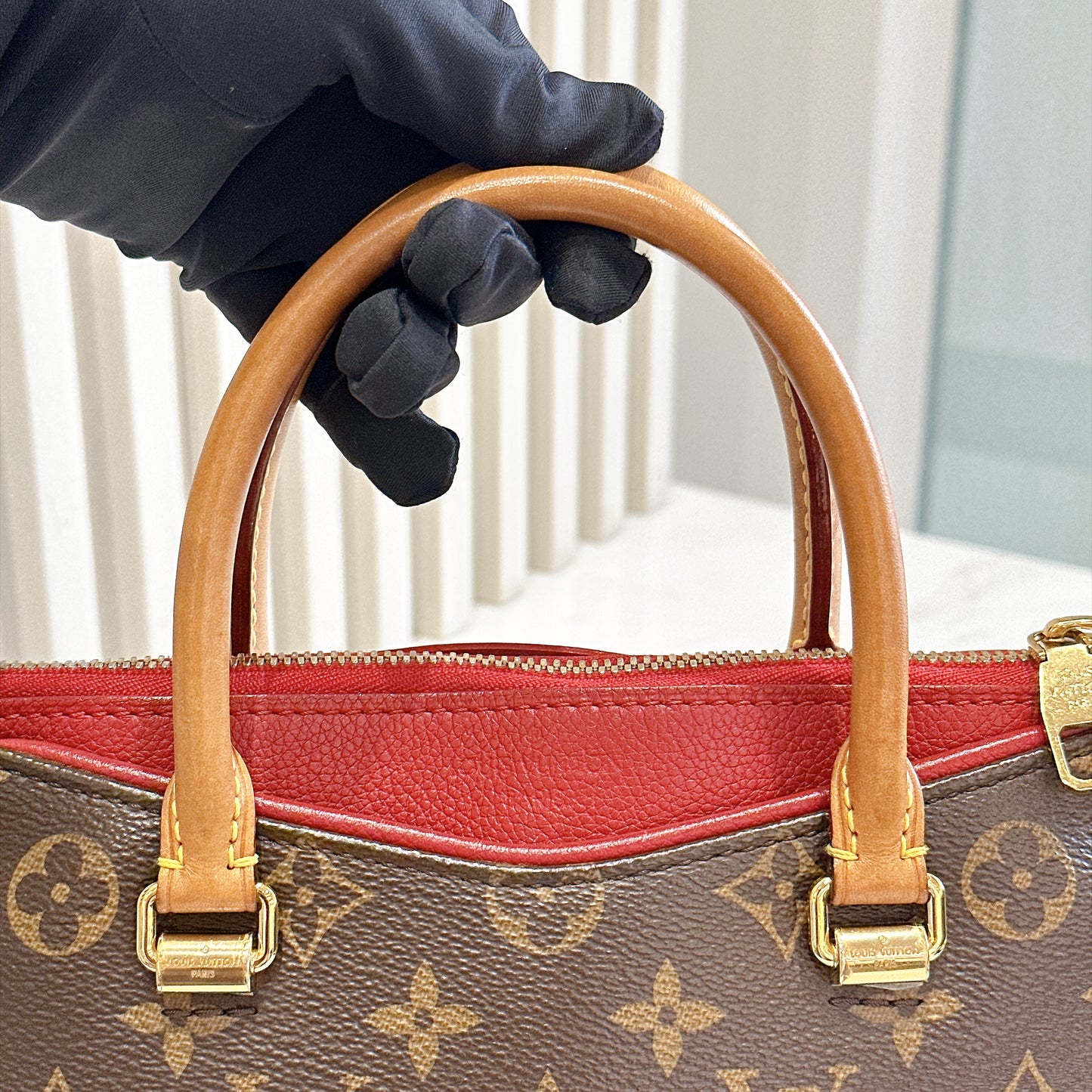 LV Pallas BB in Monogram and Cherry Red