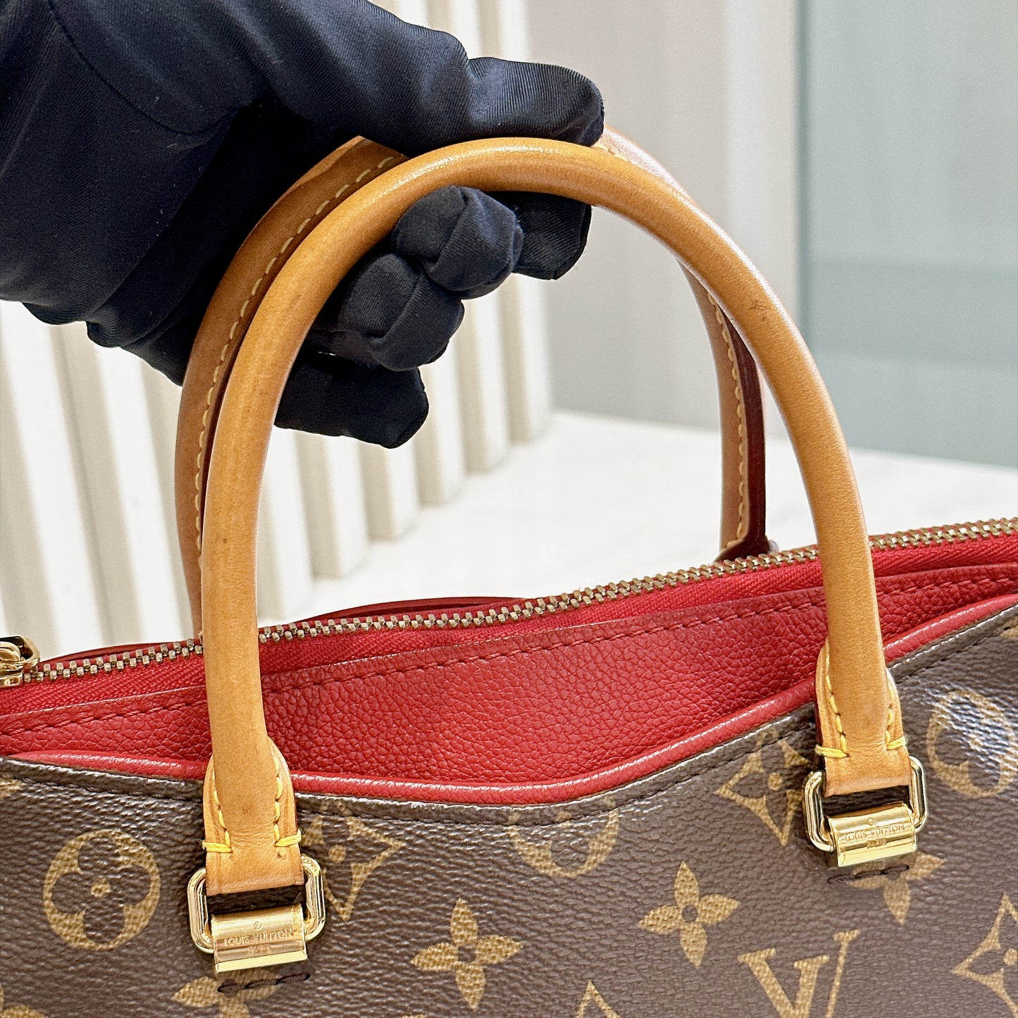 LV Pallas BB in Monogram and Cherry Red