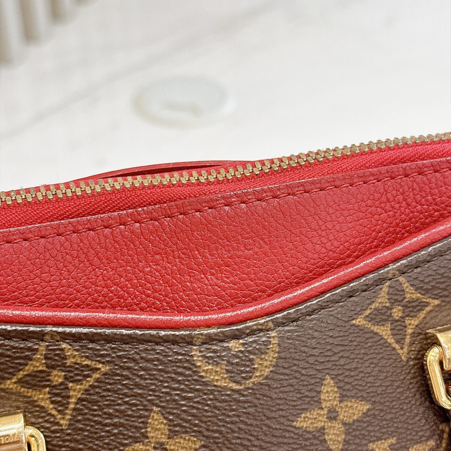 LV Pallas BB in Monogram and Cherry Red