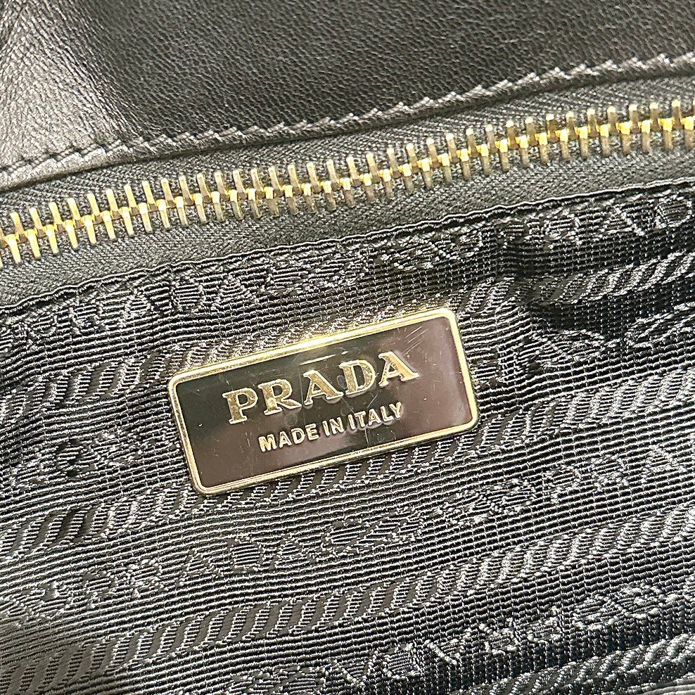 Prada Gaufre Ruched Flap Bag in Black Nappa Leather