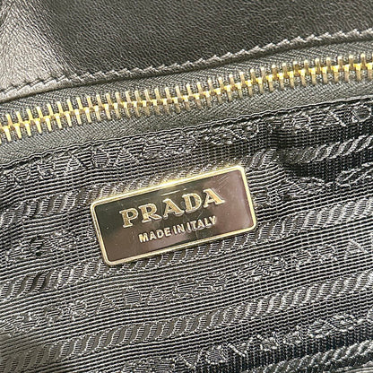 Prada Gaufre Ruched Flap Bag in Black Nappa Leather