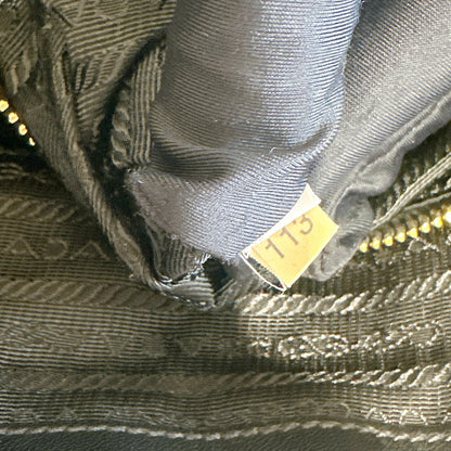 Prada Gaufre Ruched Flap Bag in Black Nappa Leather