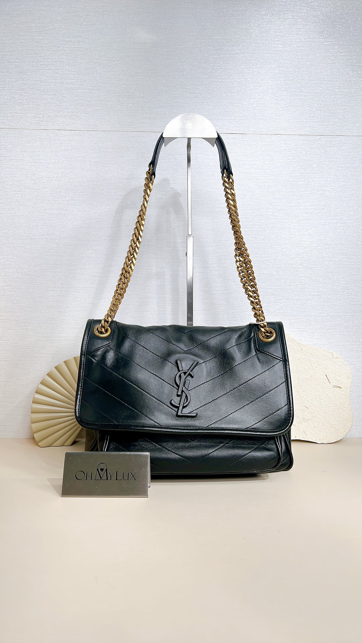 YSL Niki Medium in Black Lambskin