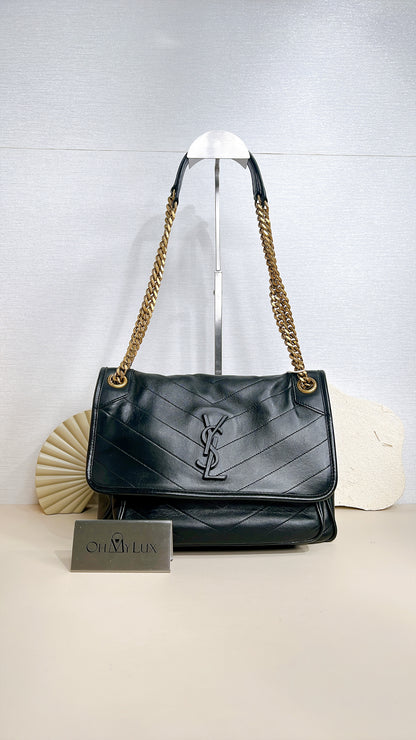 YSL Niki Medium in Black Lambskin