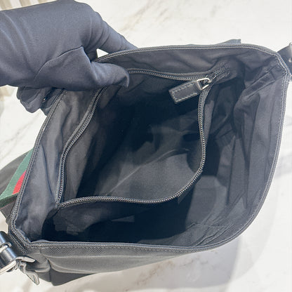 Gucci Techno Large Web Nylon Canvas Messenger Bag