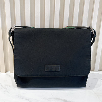 Gucci Techno Large Web Nylon Canvas Messenger Bag