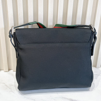 Gucci Techno Large Web Nylon Canvas Messenger Bag
