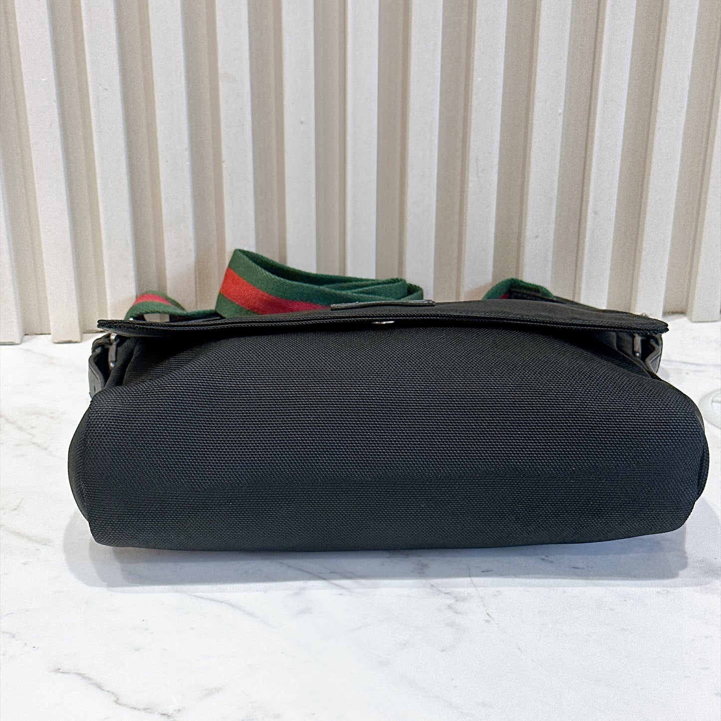 Gucci Techno Large Web Nylon Canvas Messenger Bag