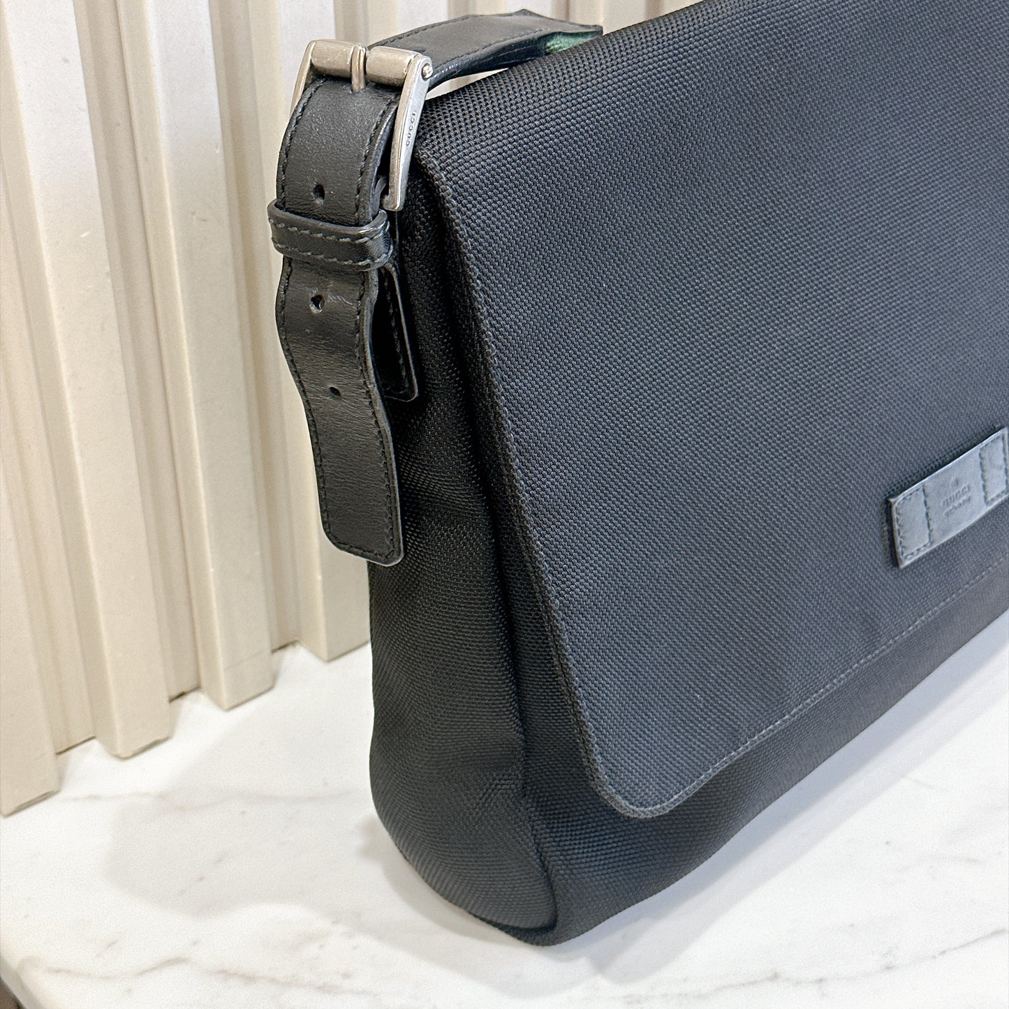 Gucci Techno Large Web Nylon Canvas Messenger Bag