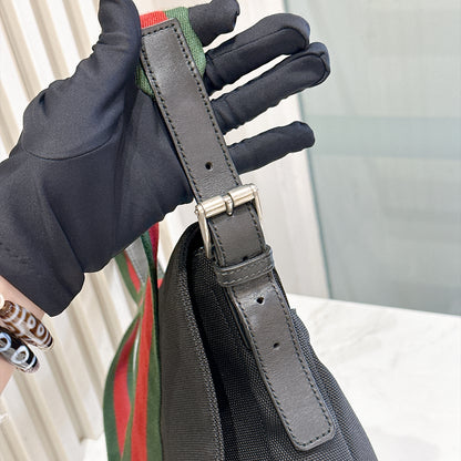 Gucci Techno Large Web Nylon Canvas Messenger Bag