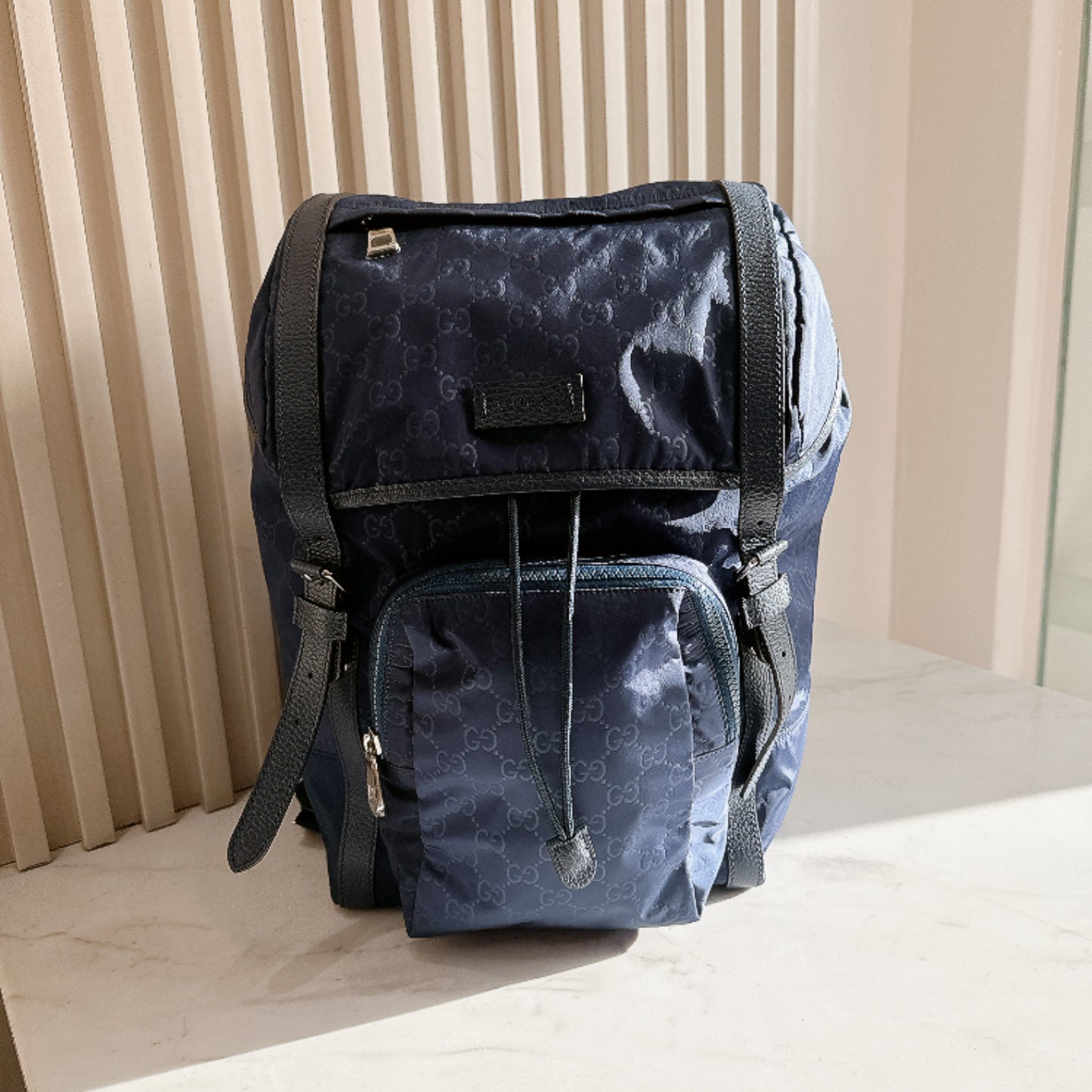 Gucci Monogram Nylon Backpack in Blue