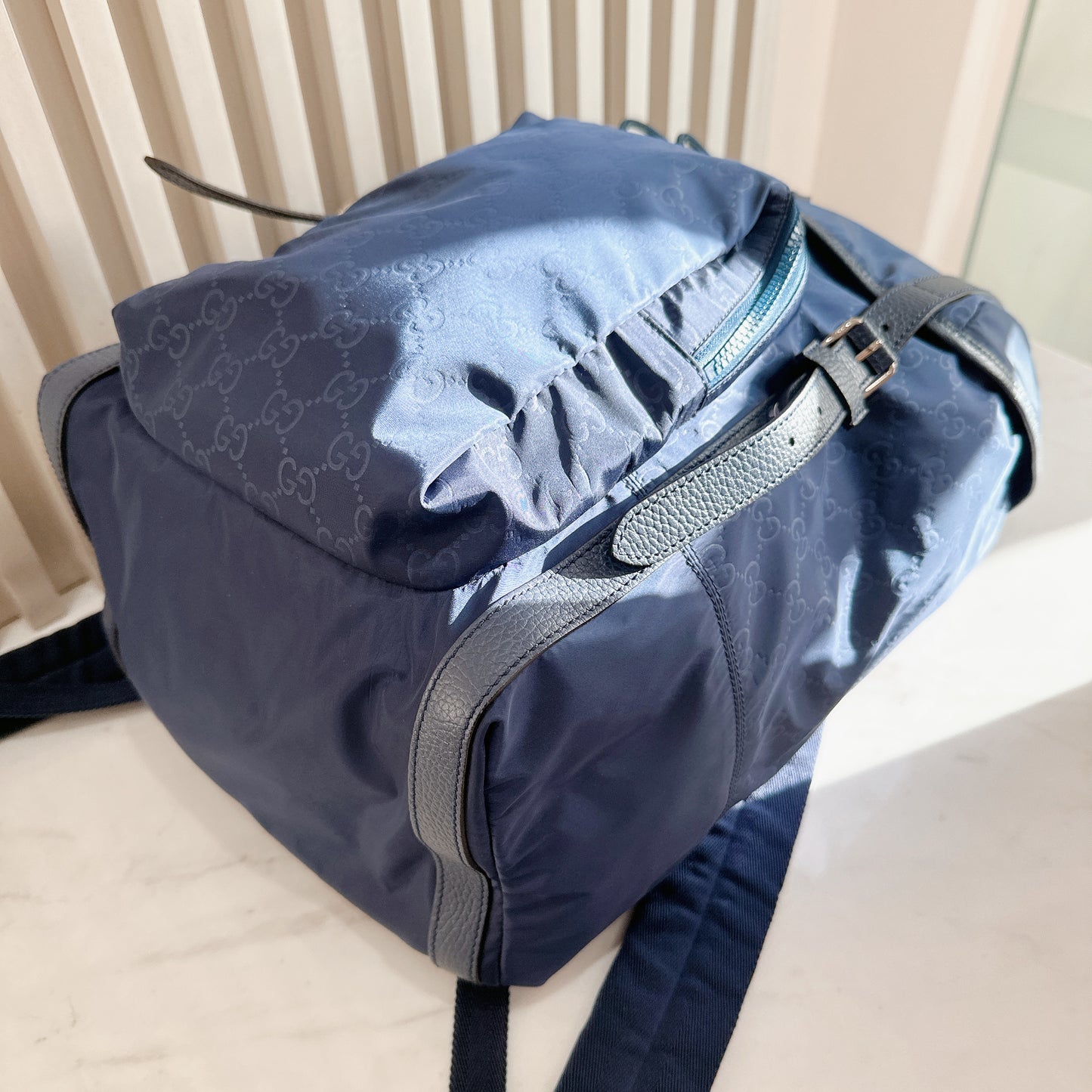 Gucci Monogram Nylon Backpack in Blue
