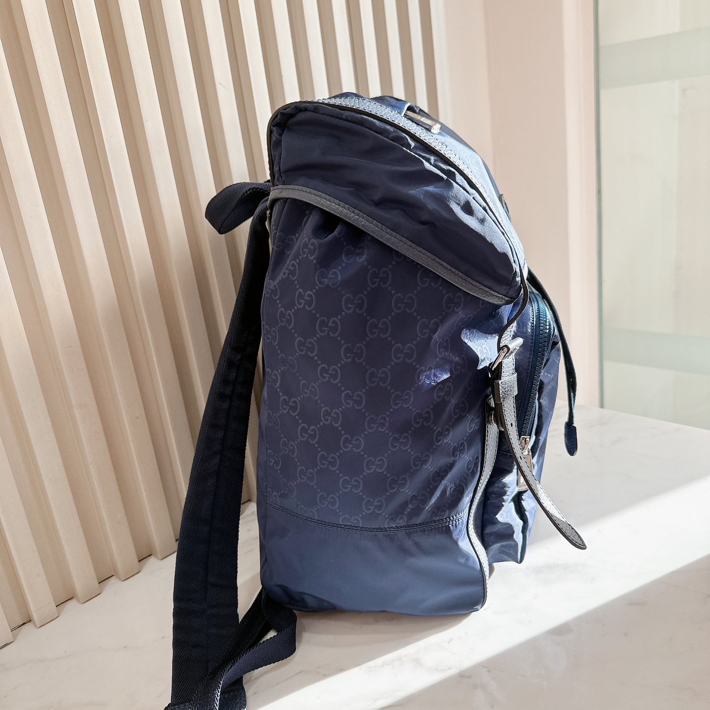 Gucci Monogram Nylon Backpack in Blue