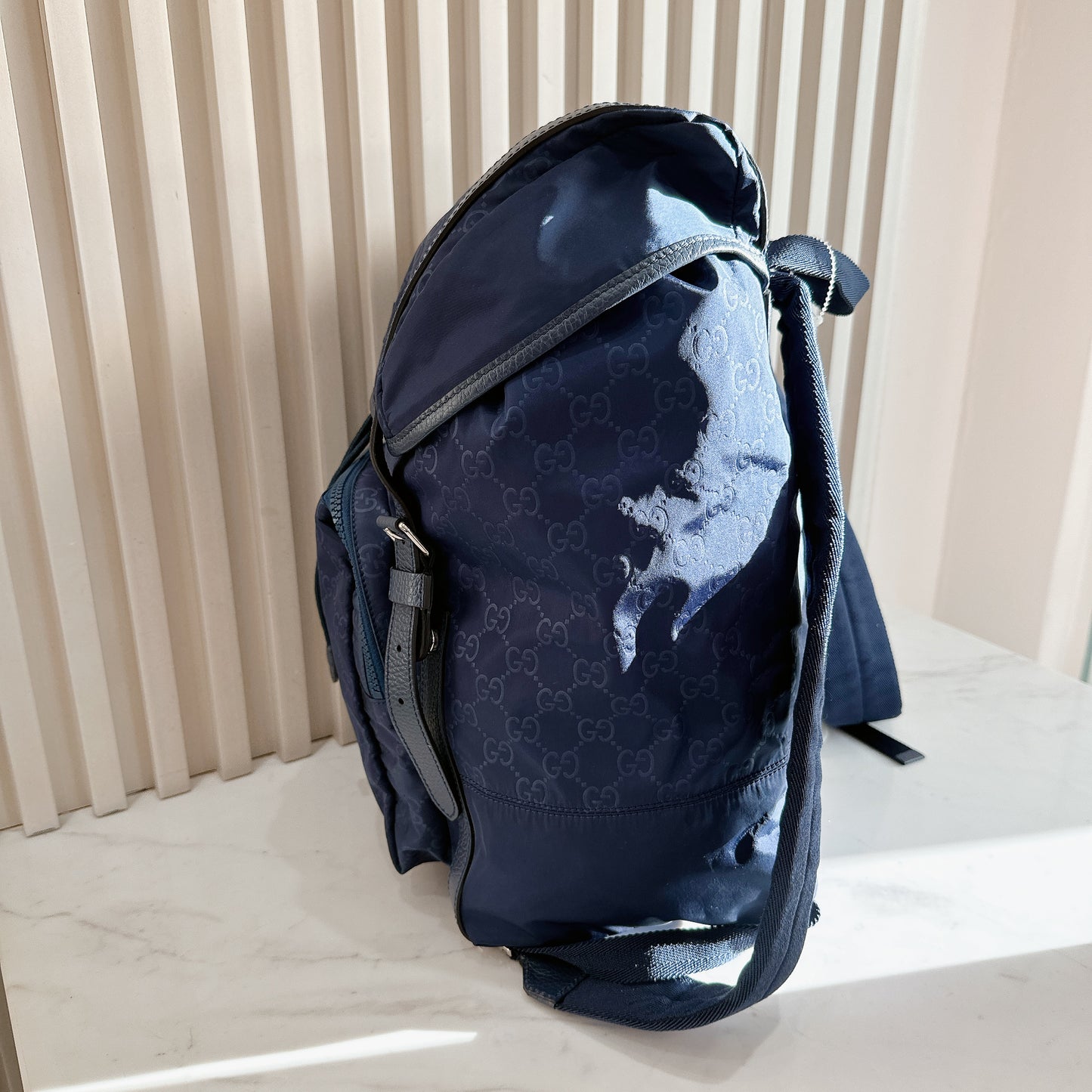 Gucci Monogram Nylon Backpack in Blue