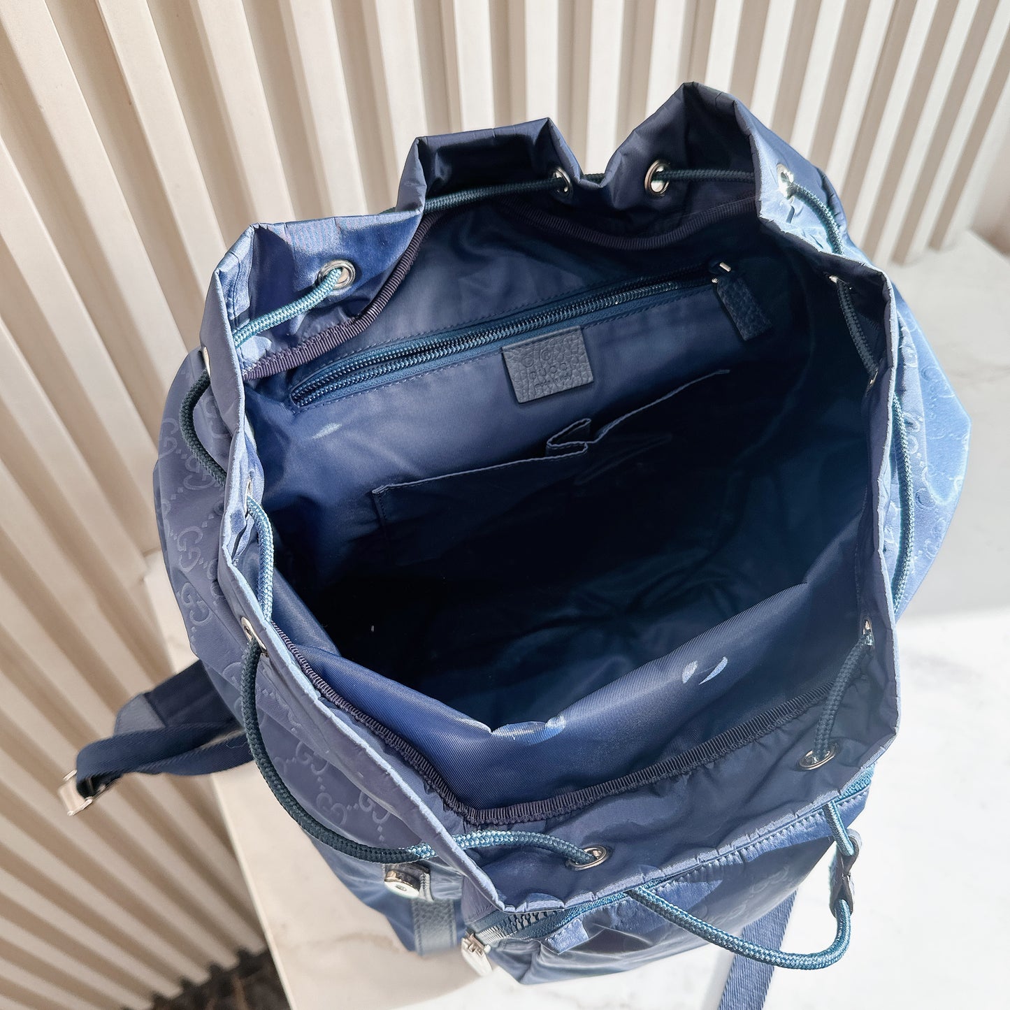 Gucci Monogram Nylon Backpack in Blue