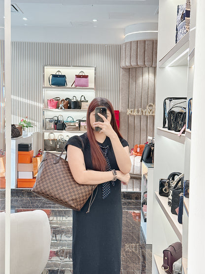 LV Damier Ebene Neverfull MM with Pouch