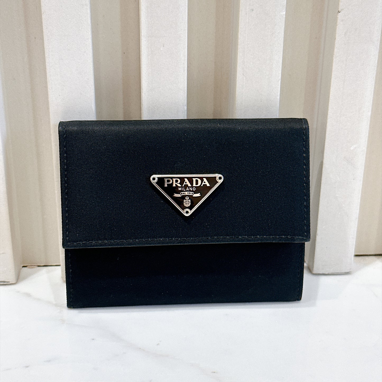 Prada Triangle Logo Trifold Wallet Black